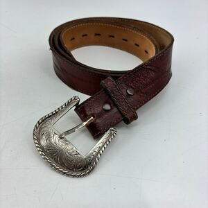 Justin Mens Size 38 Belt Brown Mahogany Genuine Eel Leather Western
